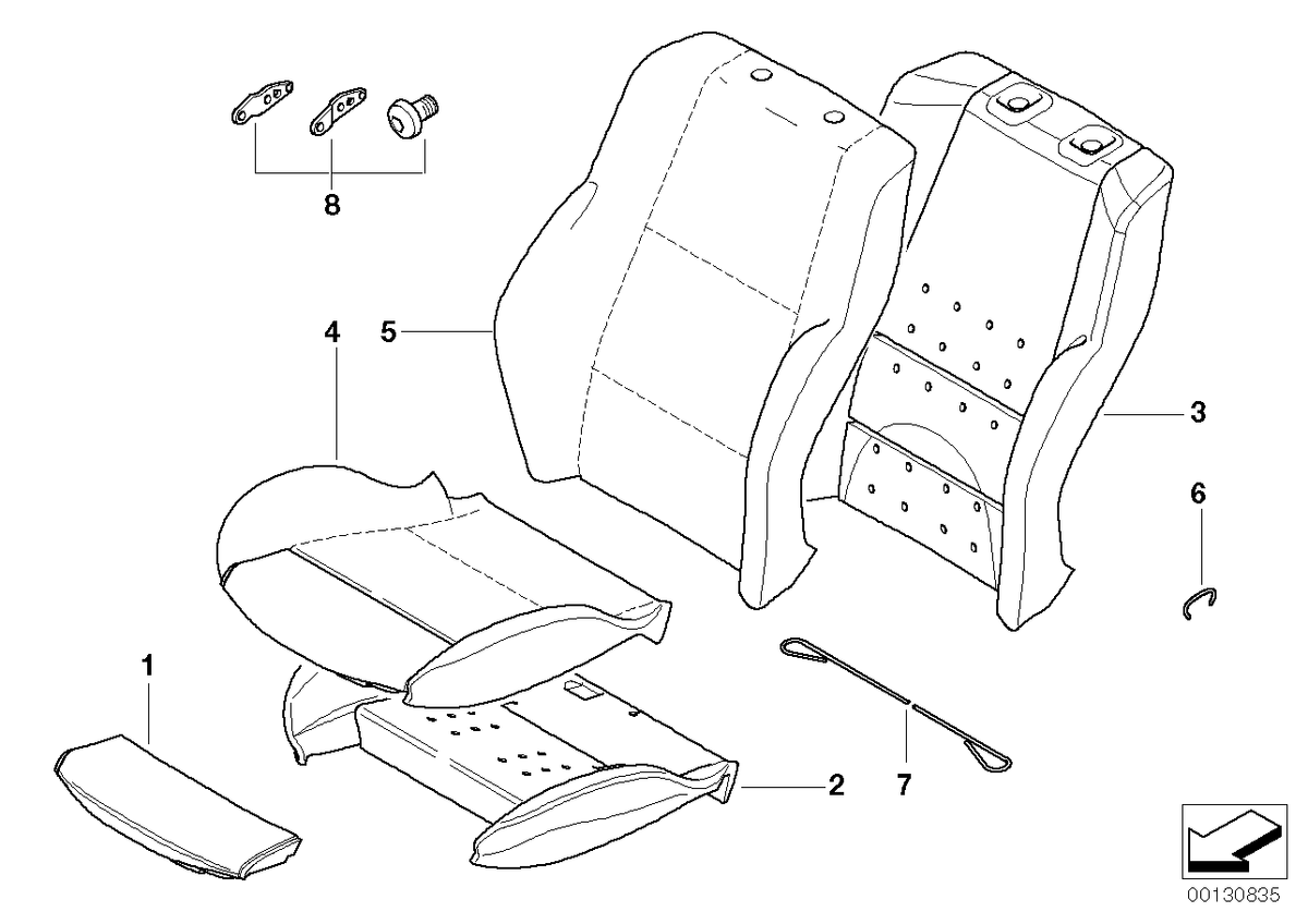 Genuine BMW 52109142373 E63 Sports Seat Upholstery Parts, Right OC3 (Inc. 650i & 645Ci) | ML Performance US US Car Parts