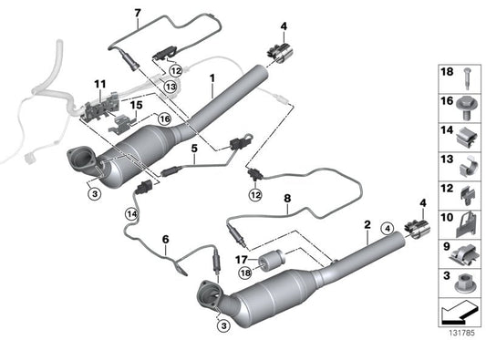 Genuine BMW 18307544137 E53 Rp-Exhaust Pipe Catalytic Conv. Cyl. 5-8 ZYL.5-8 (Inc. X5 4.4i) | ML Performance US US Car Parts