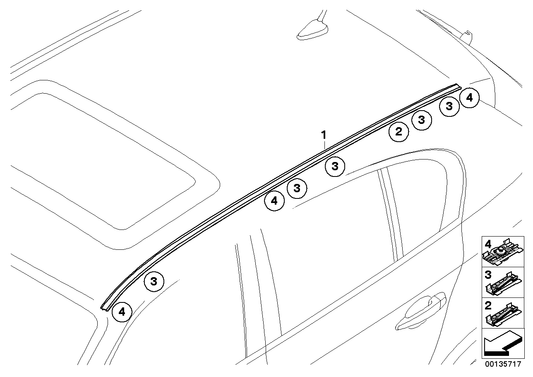 Genuine BMW 51137146469 E61 E61 Roof Molding Prime-Coated Left (Inc. 545i, 525xi & 530d) | ML Performance US Car Parts