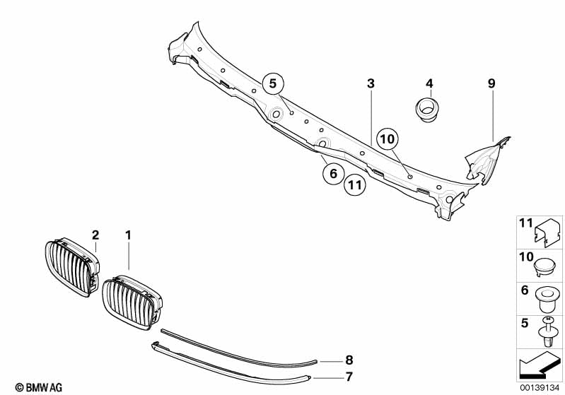 Genuine BMW 51138159315 Grille Left SCHWARZ
