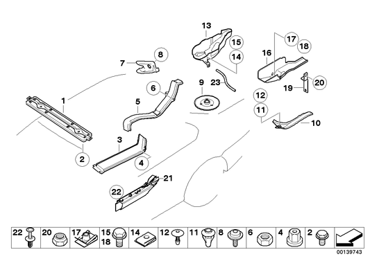 Genuine BMW 51718223441 E66 Holder, Spare-Wheel Bracket (Inc. 730Ld, 745d & 740Li) | ML Performance US US Car Parts
