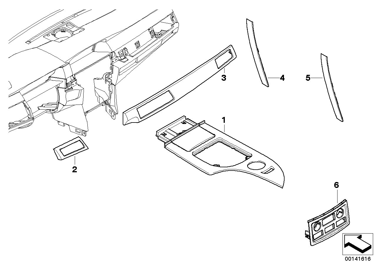 Genuine BMW 51167970239 E60 E61 Cover Centre Console, Rear PIANOLACK SW (Inc. 535i, 550i & 535xi) | ML Performance US US Car Parts