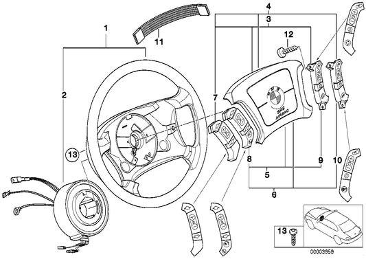 Genuine BMW 32341094259 E39 E38 Leather Steering Wheel (Inc. 740i, 735iL & L7) | ML Performance US US Car Parts