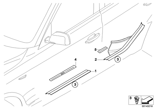Genuine BMW 51473404761 E83 Cover Strip, Entrance Rear Left BASALTGRAU (Inc. X3) | ML Performance US US Car Parts