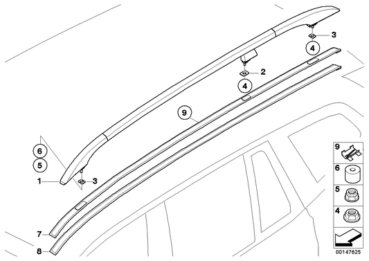 Genuine BMW 51133452579 E83 Roof Railing, Left SILBER (Inc. X3) | ML Performance US US Car Parts