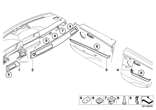 Genuine BMW 51428036686 E90 E90 Decorative Strip, Door Rear Right TITAN SHADOW (Inc.  & M3) | ML Performance US Car Parts