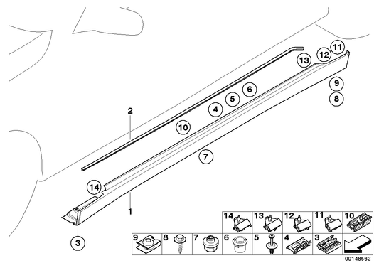 Genuine BMW 51717038274 E66 E67 Synthetic Strip 1872 mm (Inc. 745LiS, 760Li & 735Li) | ML Performance US US Car Parts
