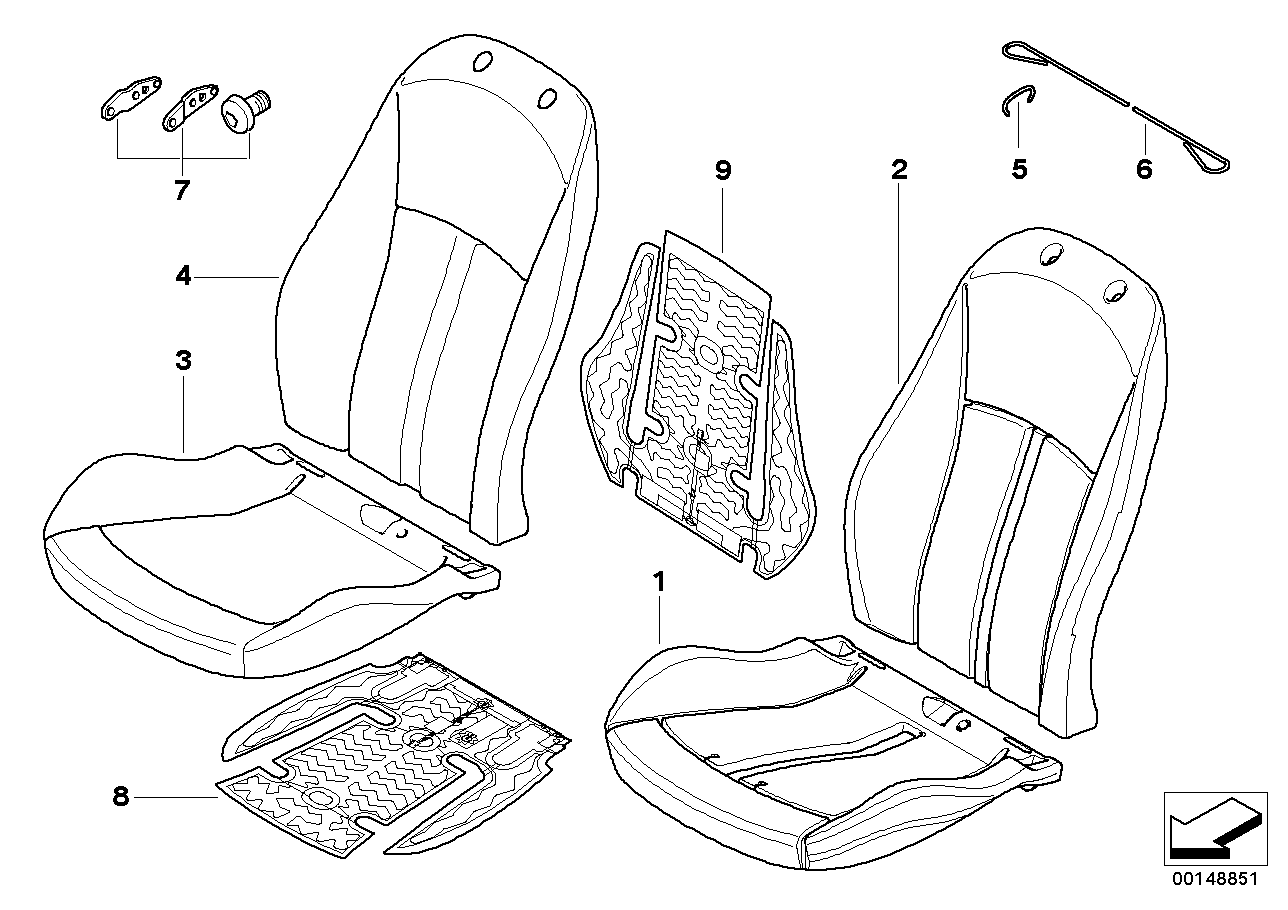 Genuine BMW 52107121708 E85 E86 Cover Backrest Leather Right SCHWARZ (Inc. Z4 3.0si, Z4 3.0i & Z4 2.2i) | ML Performance US US Car Parts