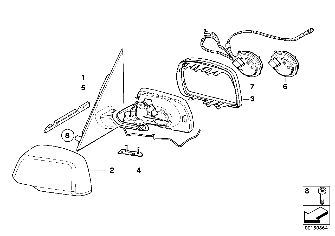 Genuine BMW 51163448148 E83 Heated Outside Mirror, Memory Bus, Right (Inc. X3) | ML Performance US US Car Parts