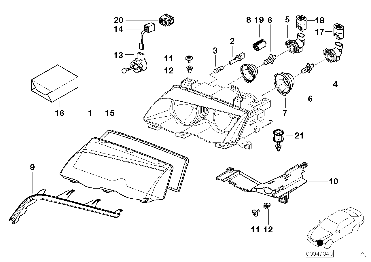 Genuine BMW 63126923410 E46 Right Cover Glass ZKW (Inc. 323i, 316i 1.9 & 320i) | ML Performance US US Car Parts