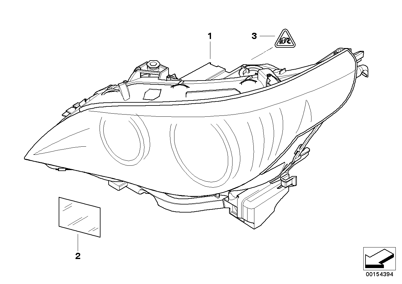 Genuine BMW 63127177755 E60 E61 Bi-Xenon Headlight, Left (Inc. 528xi, 550i & 535xi)