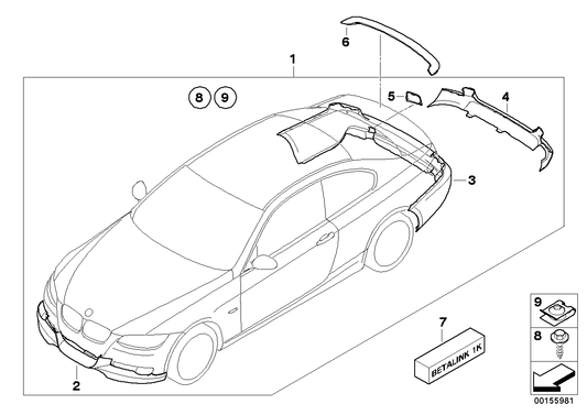 Genuine BMW 51120415359 E93 E92 Rear Trim Piece, Aerodynamics (Inc. 318i, 320xd & 325i) | ML Performance US US Car Parts