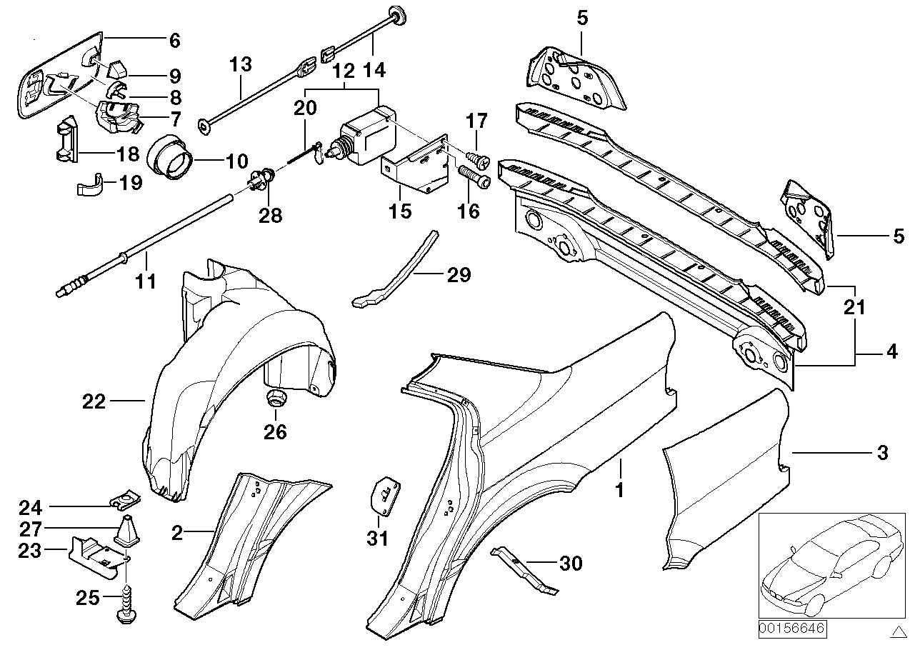 Genuine BMW 41358183126 E38 Section Of Rear Right Fender (Inc. 735i, L7 & 750iLP) | ML Performance US US Car Parts