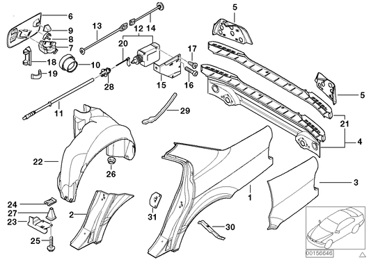 Genuine BMW 41358183126 E38 Section Of Rear Right Fender (Inc. 735i, L7 & 750iLP) | ML Performance US US Car Parts
