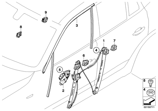 Genuine BMW 51333424493 E83 Window Guide, Left Front Door (Inc. X3) | ML Performance US US Car Parts