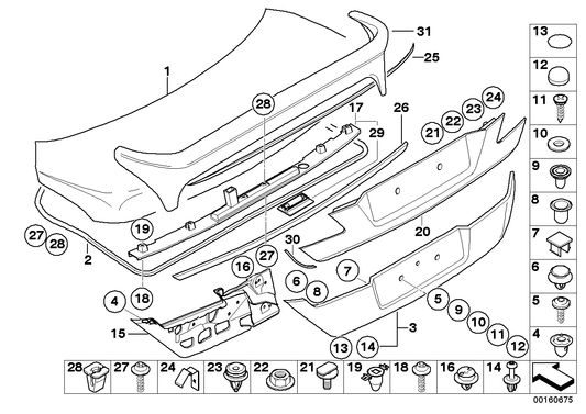 Genuine BMW 51137139745 E66 E65 E67 Trunk Lid Grip (Inc. 750i, 730i & 730Li) | ML Performance US US Car Parts
