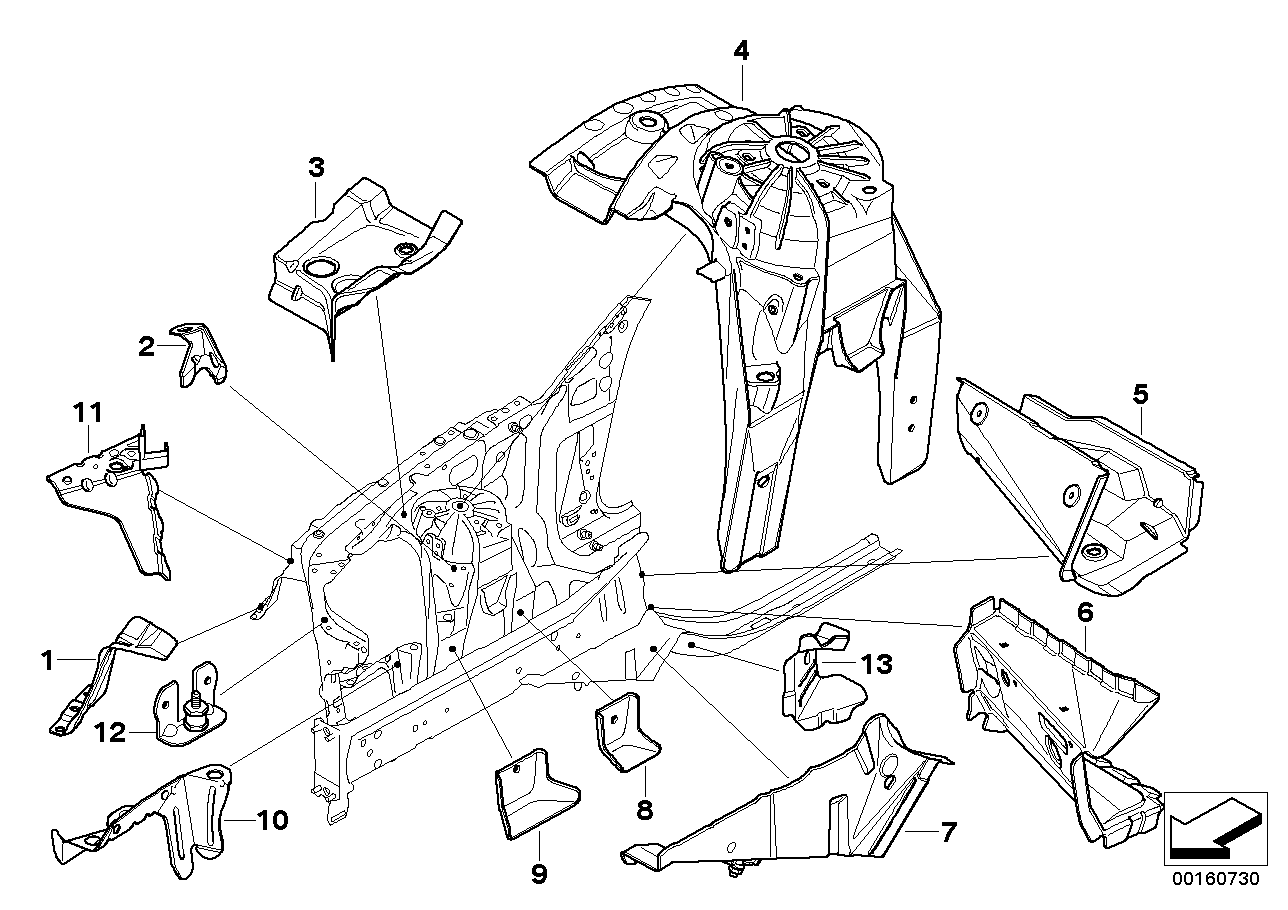 Genuine BMW 41147897772 E60 E61 Bracket Side Panel Right (Inc. M5) | ML Performance US US Car Parts