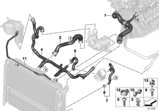 Genuine BMW 17127566024 E82 E81 E87 Hose From Engine To Radiator, Top (Inc. 118i, 116i 2.0 & 120i) | ML Performance US US Car Parts