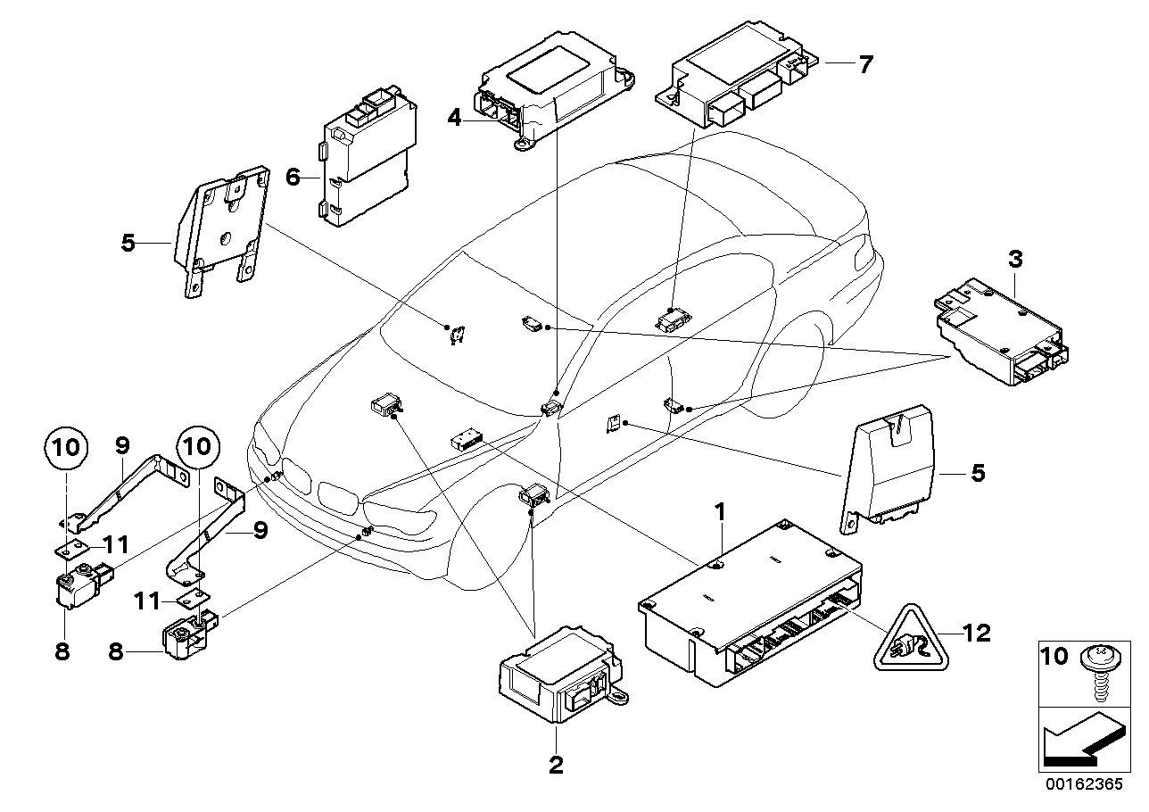 Genuine BMW 65776970895 E66 E65 RR1 Sensor, B-Pillar Right (Inc. 760i, Drophead & 730i) | ML Performance US US Car Parts