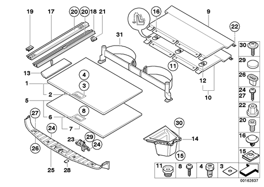 Genuine BMW 51473419063 E83 Flap, Trunk Floor, Left ANTHRAZIT (Inc. X3) | ML Performance US US Car Parts
