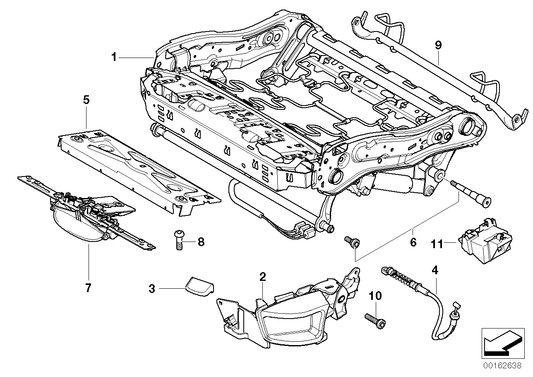 Genuine BMW 52109155008 E60 E61 Seat Frame, Manual Right (Inc. 530xd, 525xd & 550i) | ML Performance US US Car Parts