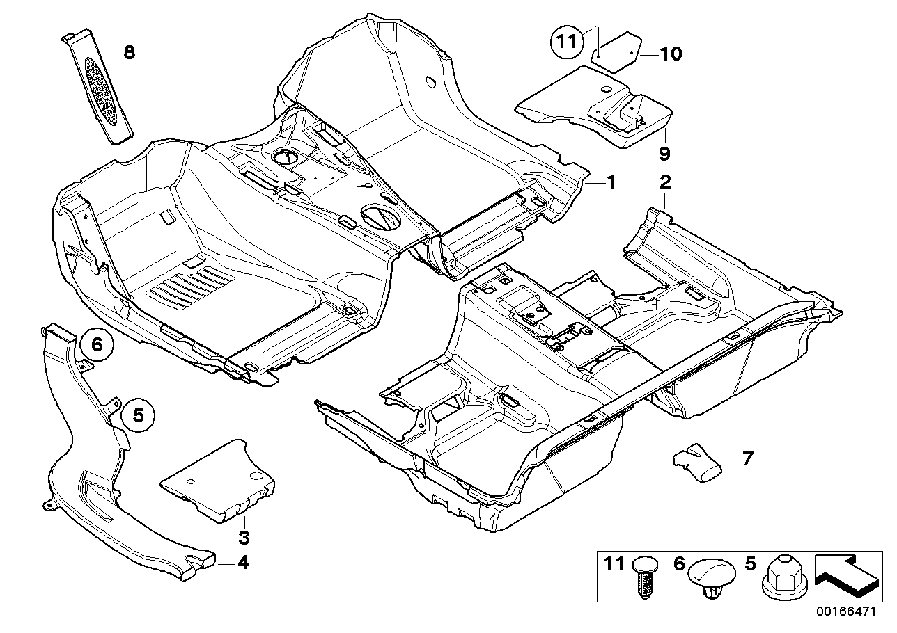 Genuine BMW 51477265950 E93 Floor Trim Cover, Front  (Inc. 330d, 328i & 325i)