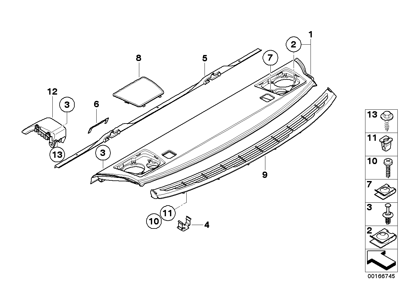 Genuine BMW 51462996331 E82 Ventilation Grille, Rear Window Shelf ALASKAGRAU (Inc. 128i, 118d & 125i) | ML Performance US US Car Parts