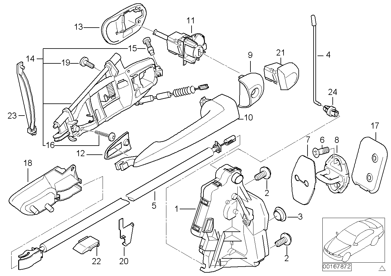 Genuine BMW 51217044839 E46 Carrier, Outside Door Handle, Front Left (Inc. 318i, 318d & 330d)
