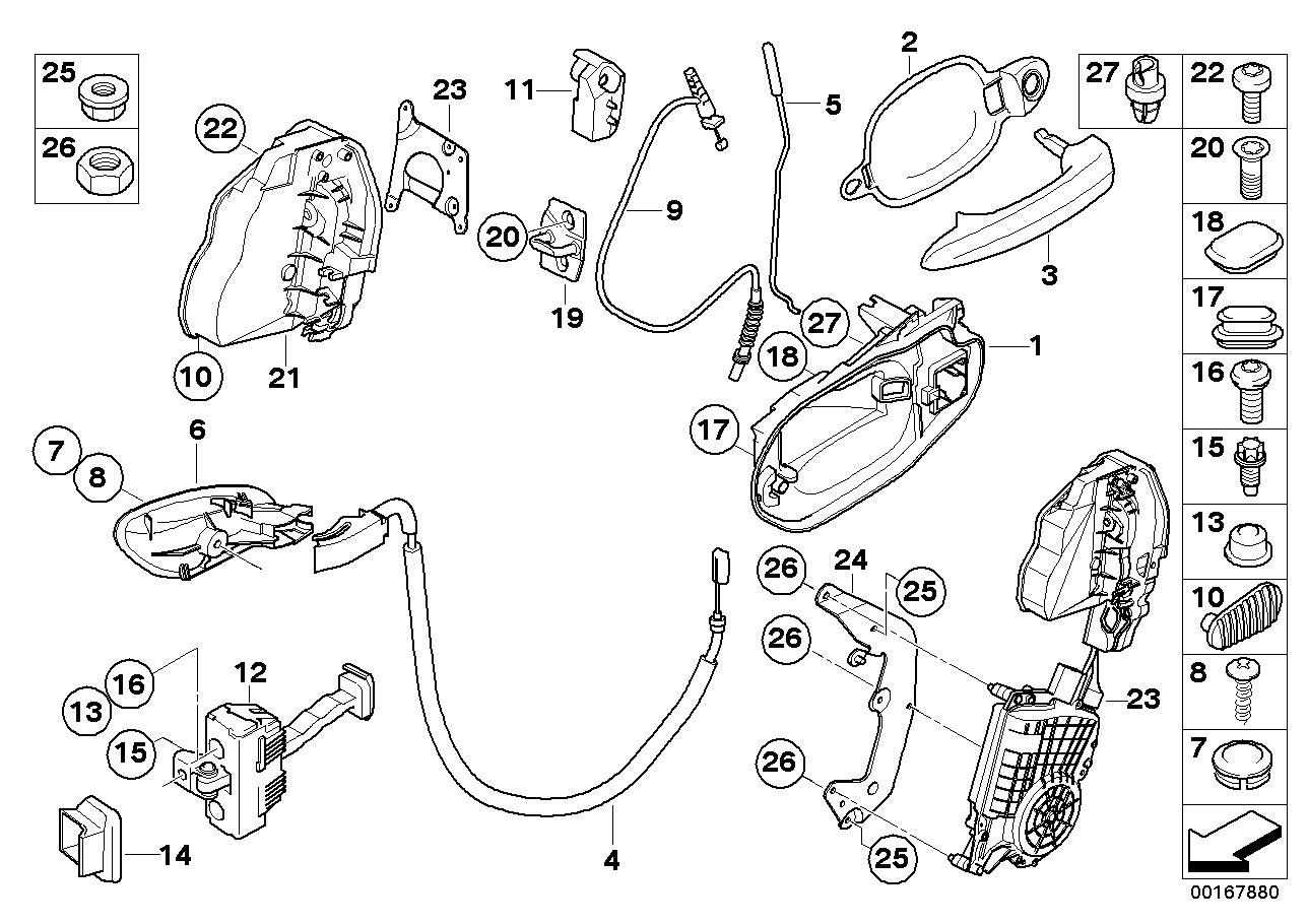 Genuine BMW 51217008893 E63 E64 Bowden Cable, Outside Door Handle (Inc. 645Ci, 650i & M6) | ML Performance US US Car Parts
