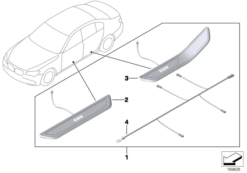 Genuine BMW 51477181015 TriCover For Door Sill, Lighted, Front (Inc. 730Ld, 750iX & 750LiS) | ML Performance US US Car Parts