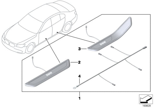 Genuine BMW 51477181015 TriCover For Door Sill, Lighted, Front (Inc. 730Ld, 750iX & 750LiS) | ML Performance US US Car Parts
