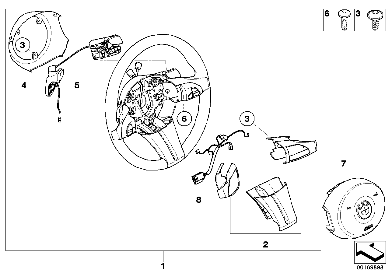 Genuine BMW 32306784843 E85 E86 Sp. Leath. St. Wh. Airbag Mf/Steptronic CHROM LINE (Inc. Z4 3.0si, Z4 3.0i & Z4 2.5si) | ML Performance US US Car Parts