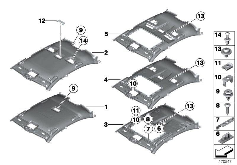 Genuine BMW 51447903790 Molded Headlining F Sliding Lifting Roof ANTHRAZIT (Inc. 750i, 730dX & Hybrid 7) | ML Performance US US Car Parts