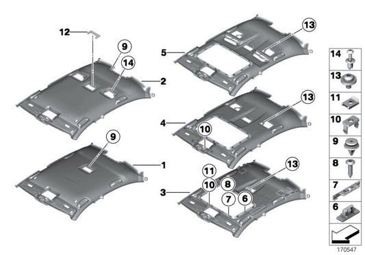 Genuine BMW 51447903790 Molded Headlining F Sliding Lifting Roof ANTHRAZIT (Inc. 750i, 730dX & Hybrid 7) | ML Performance US US Car Parts