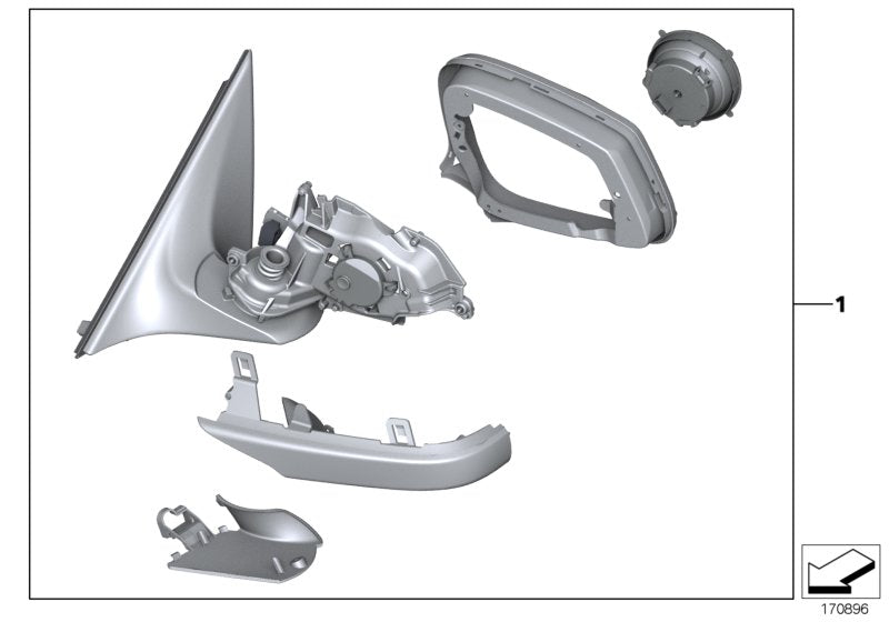 Genuine BMW 51167282127 Exterior Mirror, No Lens, Heated, Left (Inc. 740i, Hybrid 7 & 730Li) | ML Performance US US Car Parts