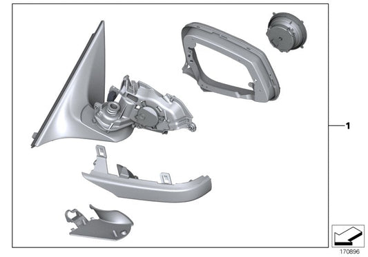 Genuine BMW 51167282139 Exterior Mirror, No Lens, Heated, Left (Inc. Alpina B7LX, 730i & 730d) | ML Performance US US Car Parts