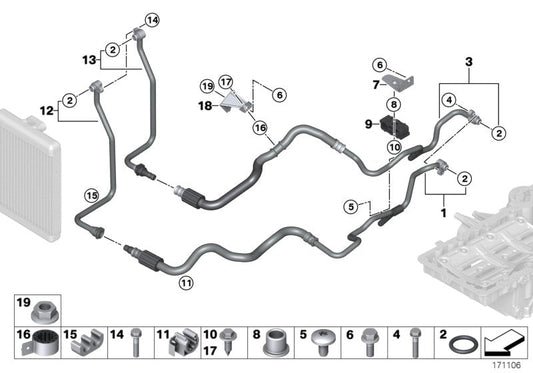 Genuine BMW 17227576400 E71 E70 Bracket, Oil Cooler Line (Inc. X6 50iX & X5) | ML Performance US US Car Parts
