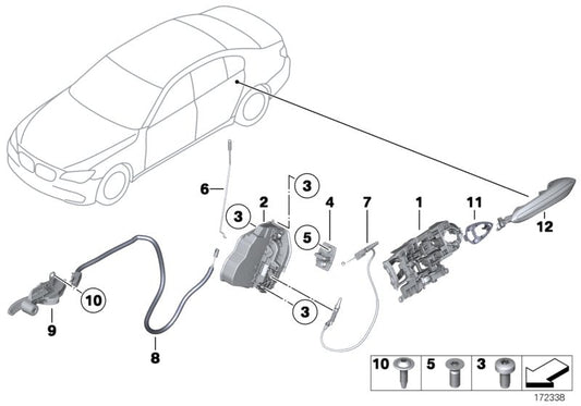 Genuine BMW 51227199441 Operating Rod, Door Rear Left SSR (Inc. 730i, 740LdX & 730d) | ML Performance US US Car Parts