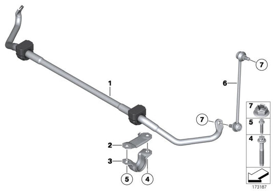 Genuine BMW 31356853088 Stabilizer Front With Rubber Mounting (Inc. 530dX, 550iX & 640dX) | ML Performance US US Car Parts