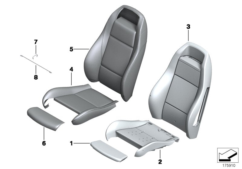Genuine BMW 52107258203 E89 Upholstery, Sport Seat, Leather, Right CIS (Inc. Z4 28i, Z4 35i & Z4 30i) | ML Performance US US Car Parts