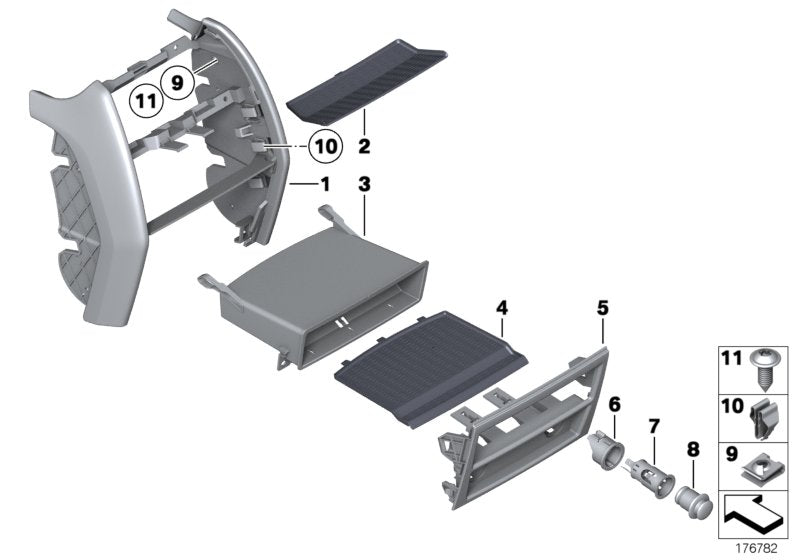 Genuine BMW 51169168342 Trim, Center Console, Rear Lower (Inc. 750Li, 740Li & Hybrid 7L) | ML Performance US US Car Parts