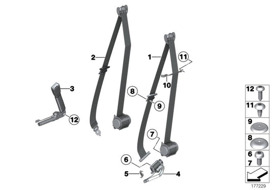 Genuine BMW 72119164055 Upper Belt Front Left SCHWARZ (Inc. 750i, Alpina B7LX & Hybrid 7) | ML Performance US US Car Parts
