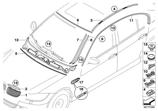 Genuine BMW 51137121236 E90 Trim Strip, Side Frame, Right CHROM (Inc. 330xd, 335i & 320xd) | ML Performance US US Car Parts