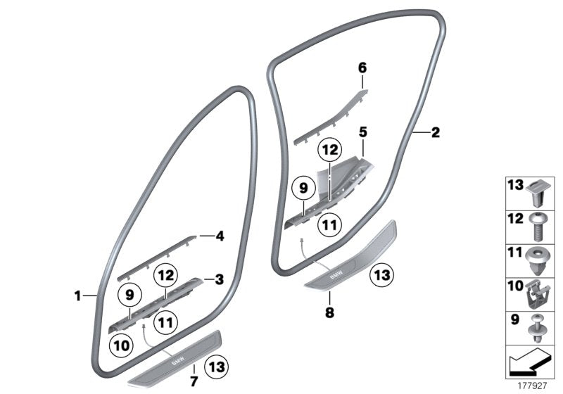 Genuine BMW 51479124737 Cover, Trim Strip, Front Left SCHWARZ (Inc. 750LiX, 750dX & 750i) | ML Performance US US Car Parts