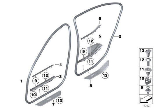 Genuine BMW 51477344562 Cover Molding, Sill, Inner Rear Right VENETOBEIGE (Inc. Alpina B7L, 750Li & Hybrid 7L) | ML Performance US US Car Parts