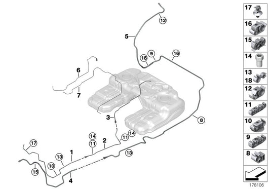 Genuine BMW 16126758230 E71 R53 E70 Fuel Pipe Bracket (Inc. X5 40iX, X6 35iX & Cooper S) | ML Performance US US Car Parts