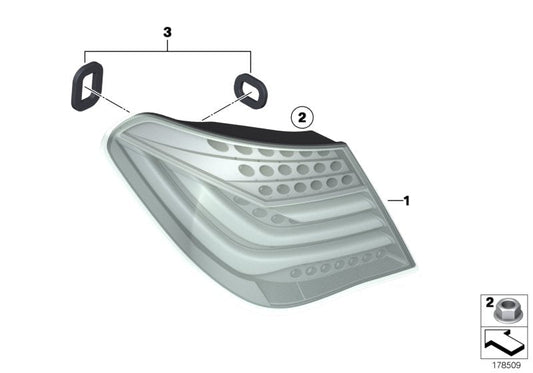 Genuine BMW 63217225239 Seals, Tail Light, Sidewall (Inc. 750LiX 4.4, 760LiS & 730i) | ML Performance US US Car Parts