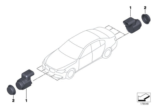 Genuine BMW 66209263924 E88 E87 E84 Ultrasonic Sensor, Valencia Orange WB44 (Inc. 118d, 116d & 135i) | ML Performance US US Car Parts