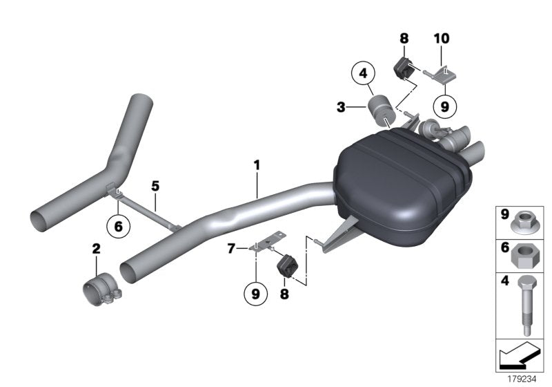Genuine BMW 18307612633 Rear Muffler, Left, With Exhaust Flap (Inc. 550i & 550iX) | ML Performance US US Car Parts