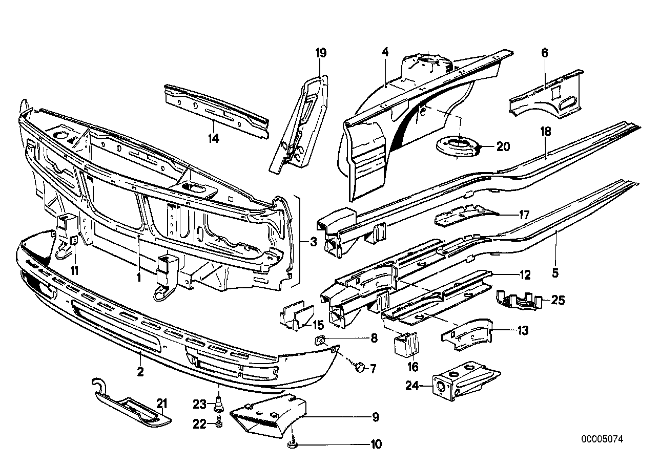Genuine BMW 41111900696 E28 Wheel Housing Strut, Front Right (Inc. 524td, 525e & 524d) | ML Performance US US Car Parts